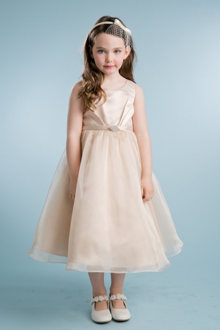 Champagne Satin & Organza Flower Girl Dress Champagne Satin & Organza Flower Girl Dress